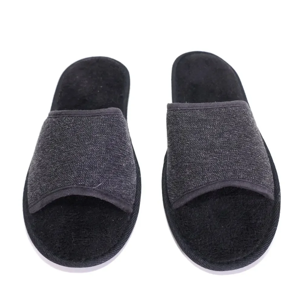 Gold Toe Mens Open Toe Memory Foam Slippers - Mens Medium (8-9) - Black - NIB